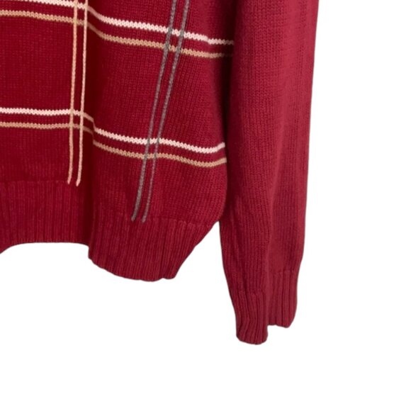 Oscar De La Renta window  pane check crew cotton sweater size xl - Picture 5 of 5